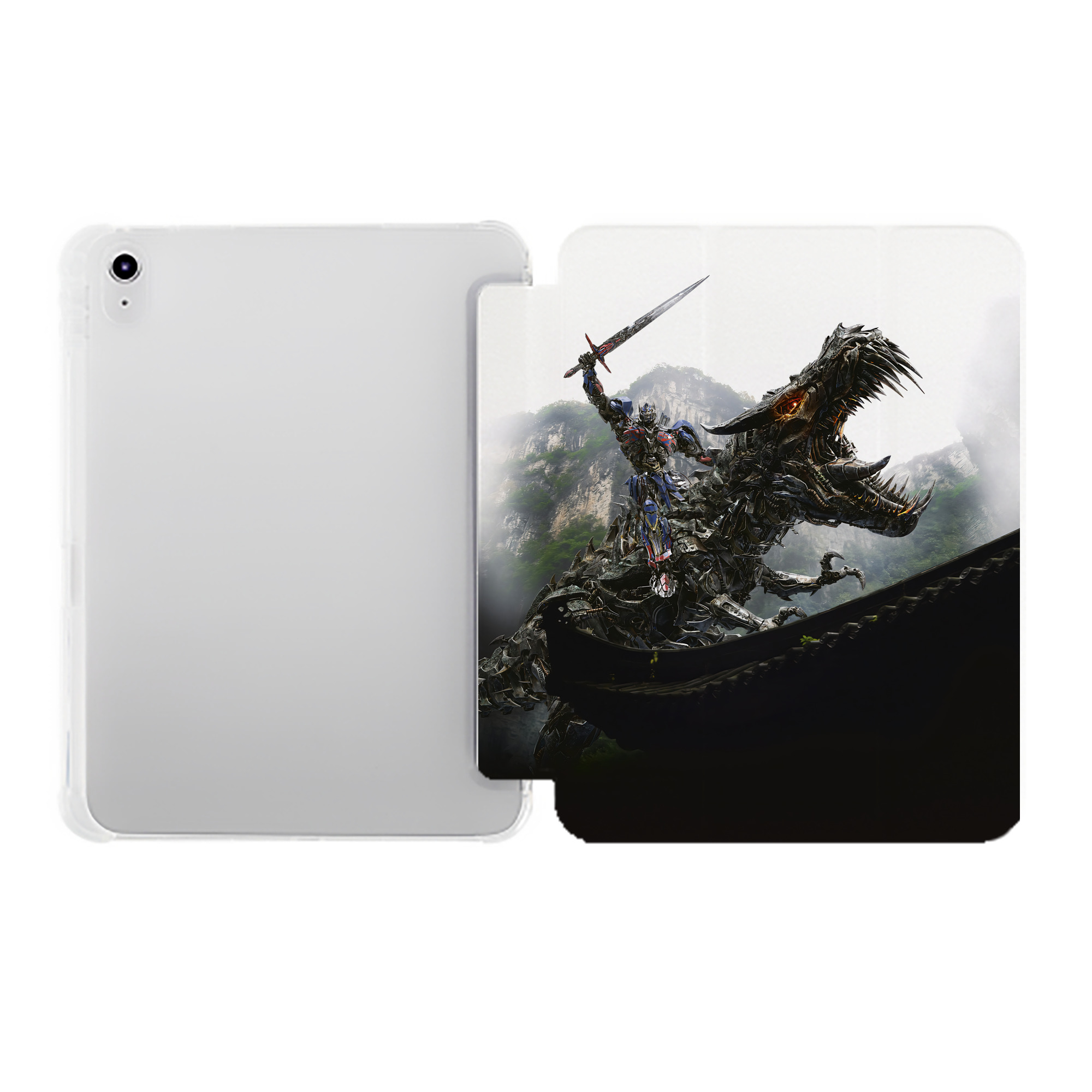 （画像用） Transformers トランスフォーマー IPad ケース ペン収納付き 三つ折りスタンド PUレザー×シリコン 対応機種9.5/10.5/10.9インチ